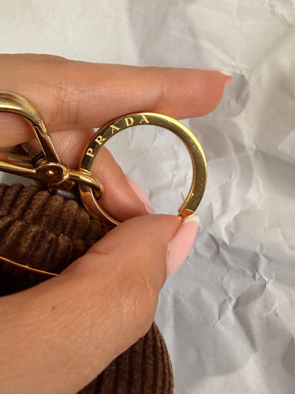 Authentic Prada Robot Bag Charm – Brown Corduroy