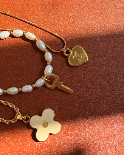 Authentic Louis Vuitton Heart Reworked Dainty Necklace
