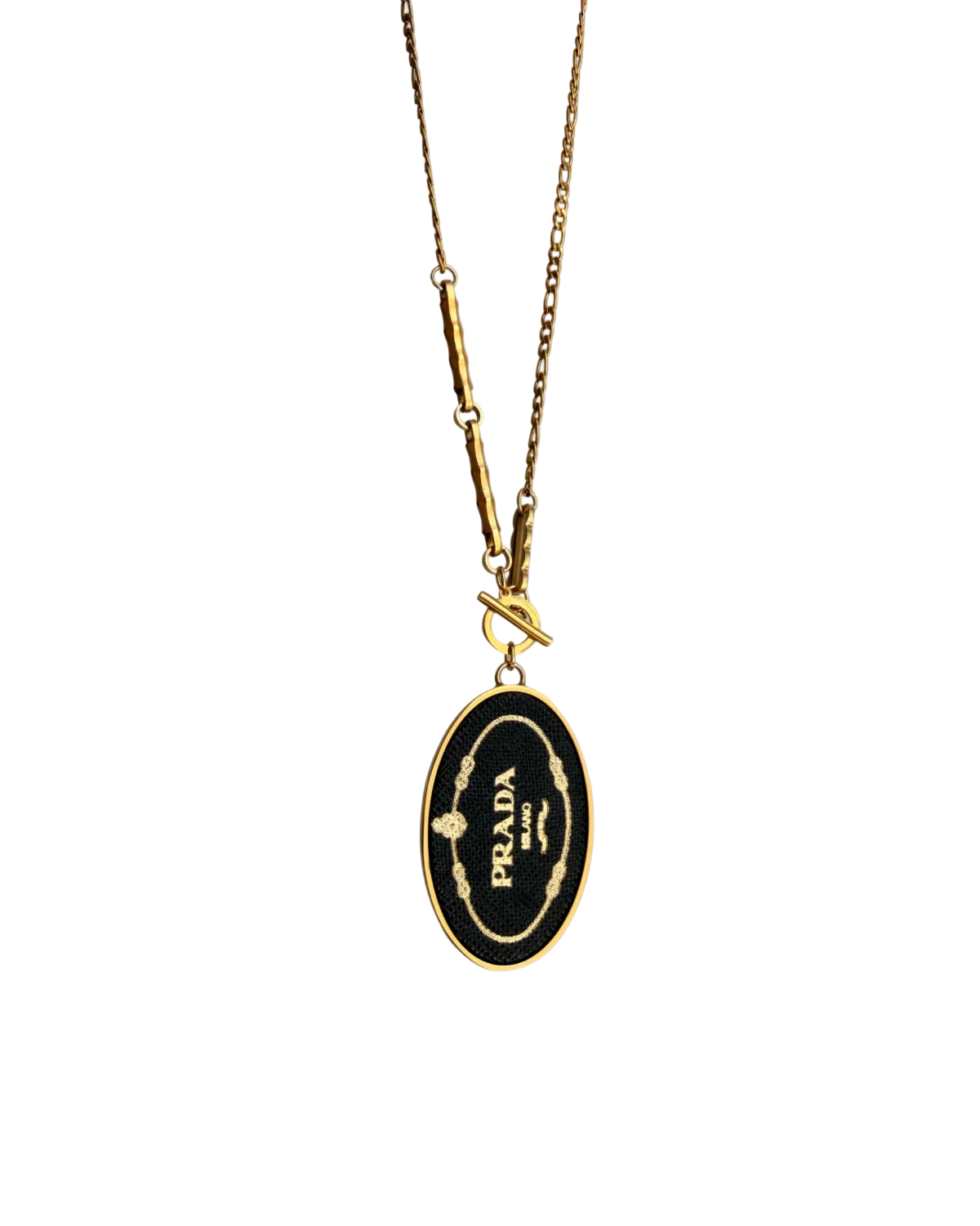 Authentic Prada  Prada Oval Logo Tag Charm - Repurposed Necklace