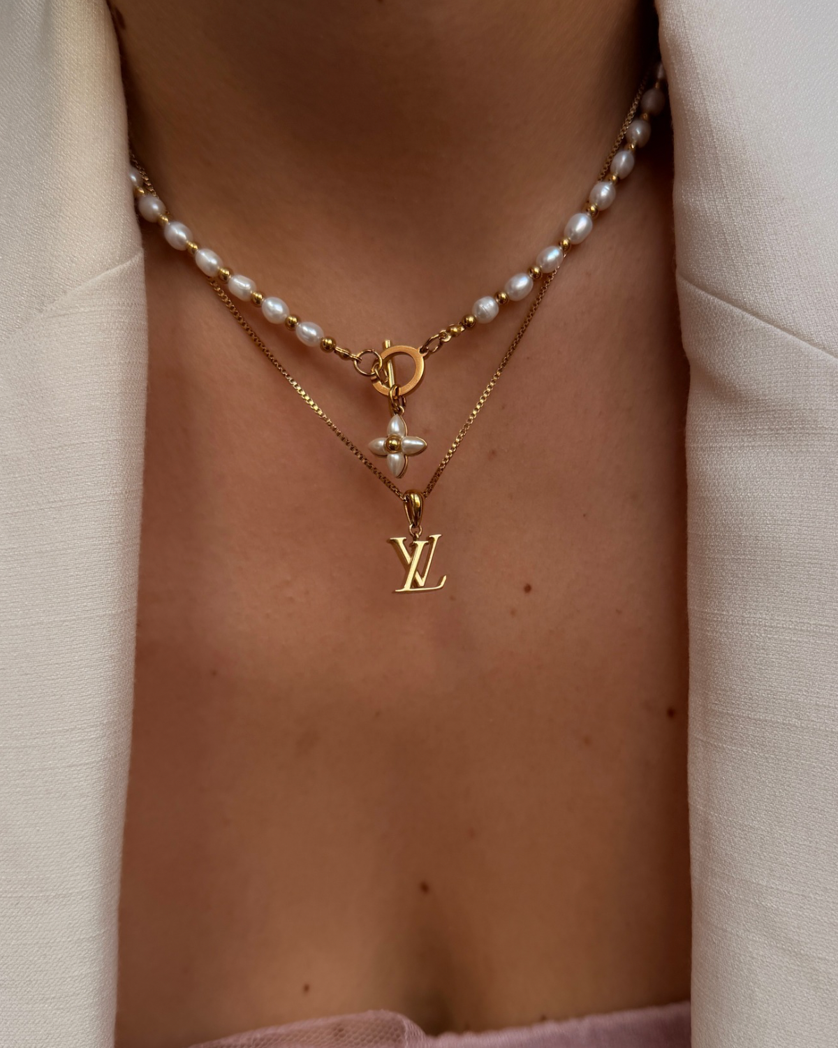 Authentic Louis Vuitton Floragram Logo Pendant- Reworked Necklace