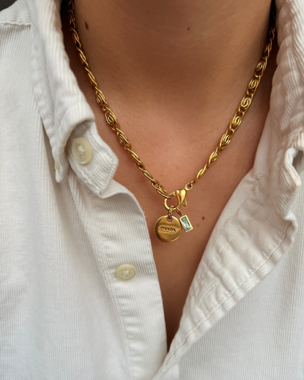 Authentic Prada Rounded Pendant - Reworked Necklace