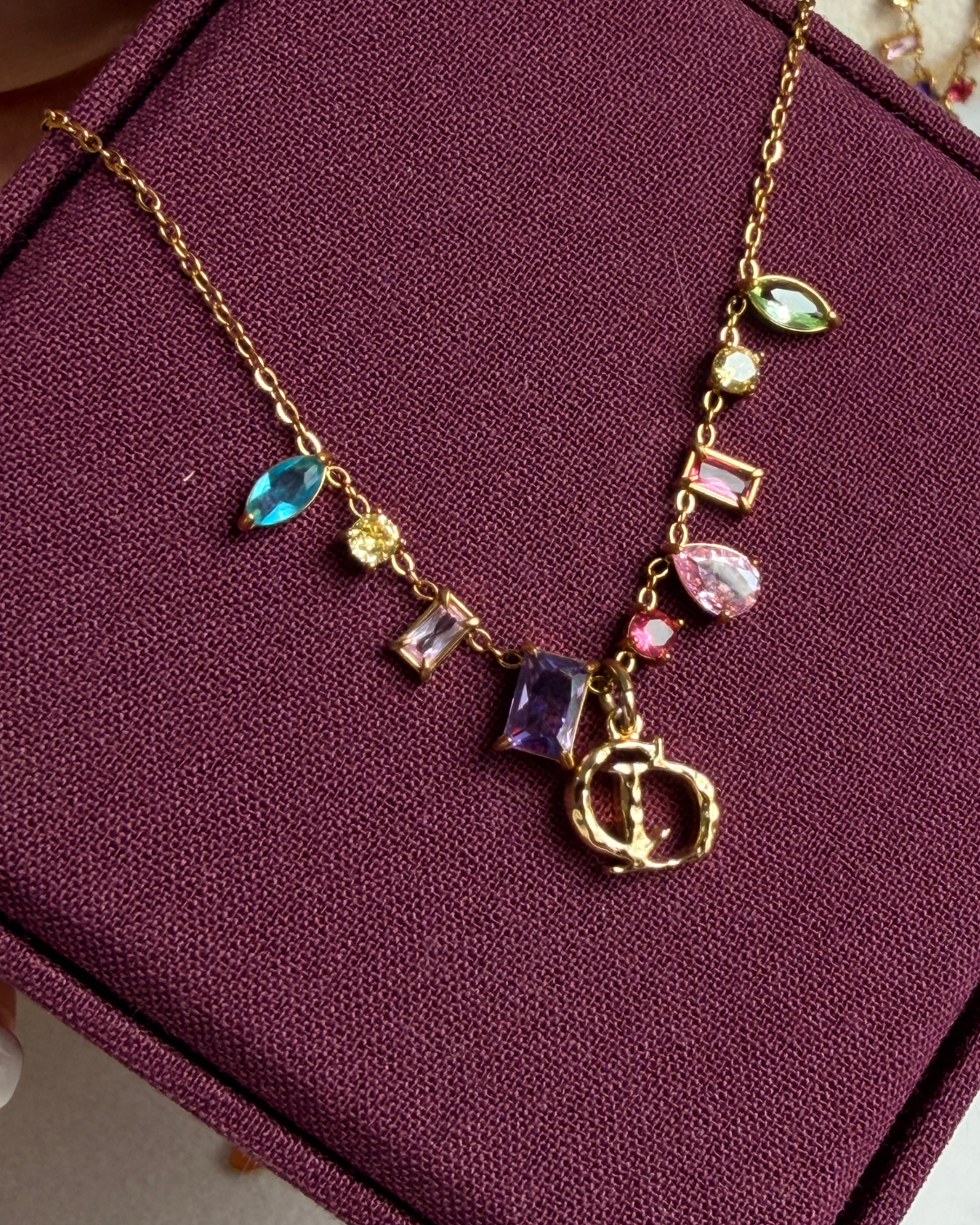 Authentic Cd Dior Mise Pendant - Necklace Stones