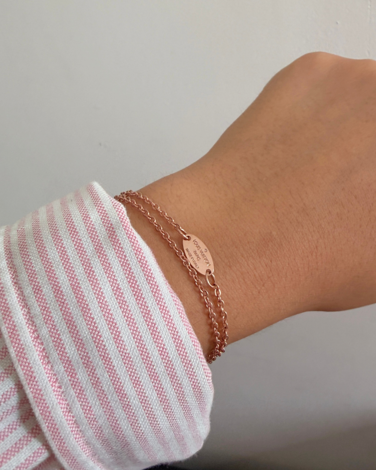 Authentic Louis Vuitton Nanogram Pendant - Reworked Rose Gold Bracelet