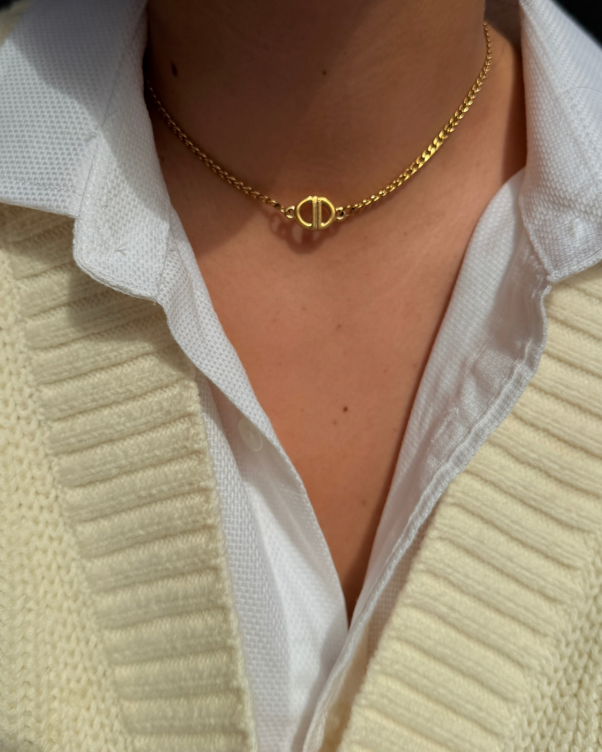 Authentic Dior CD Pendant- Cuban Chain Reworked Choker