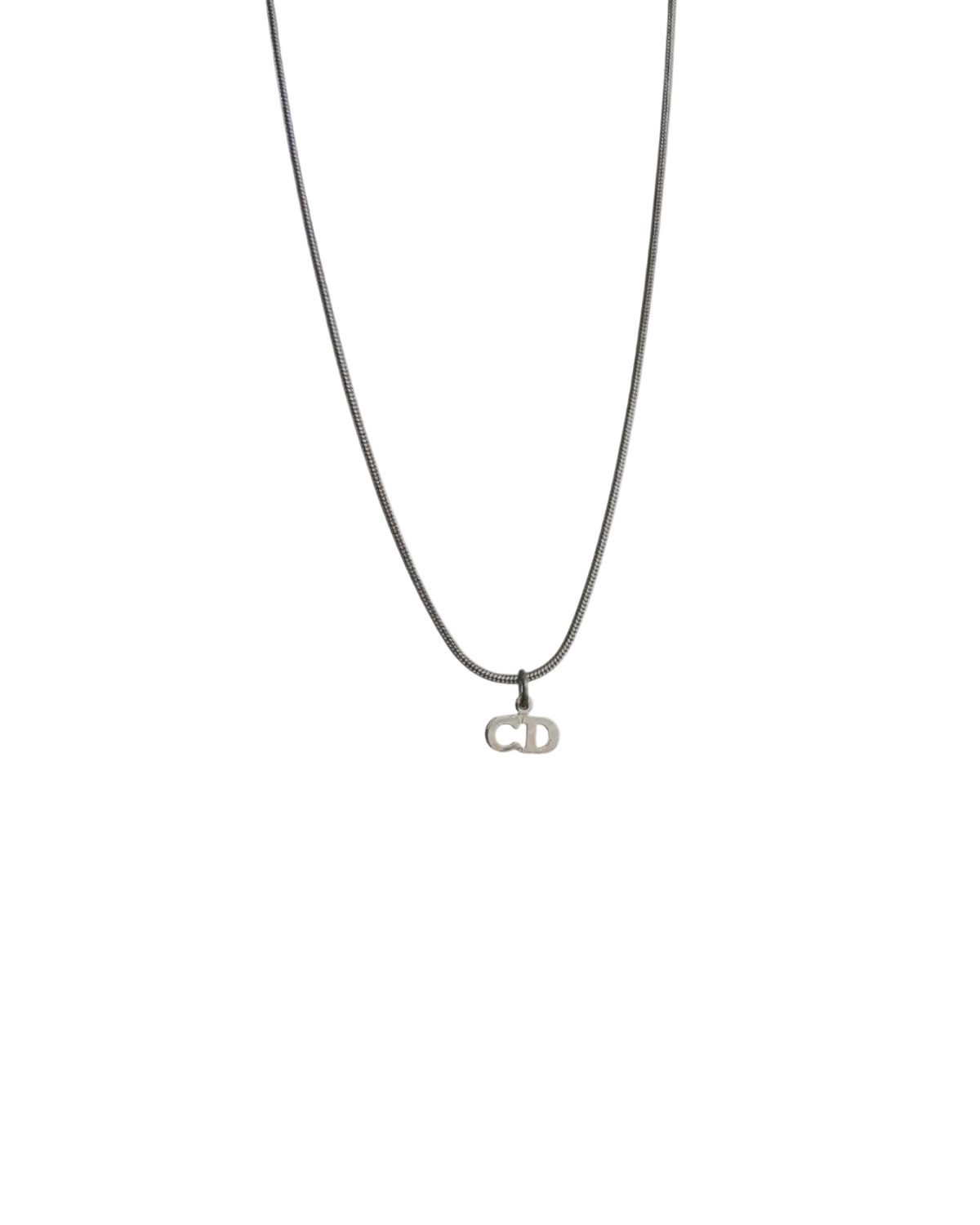 Authentic Mini CD Dior Pendant- Reworked Silver Necklace