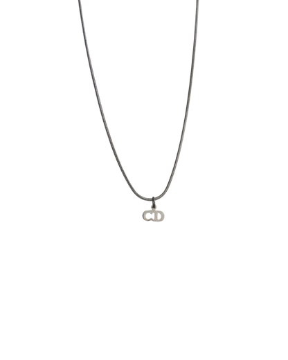 Authentic Mini CD Dior Pendant- Reworked Silver Necklace