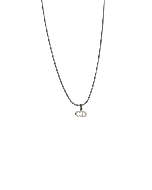 Authentic Mini CD Dior Pendant- Reworked Silver Necklace