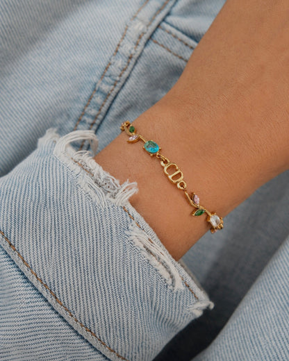 Authentic Dior CD Initials Pendant- Reworked Fleur Bracelet