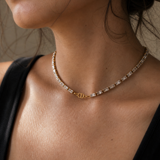 Authentic Mini CD Dior pendant- Reworked Diamante Choker