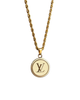 Authentic Louis Vuitton Logo Round Pendant- Necklace