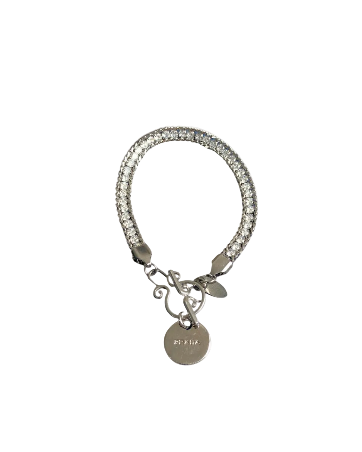 Authentic Prada tag - Repurposed Rhinestone Bracelet