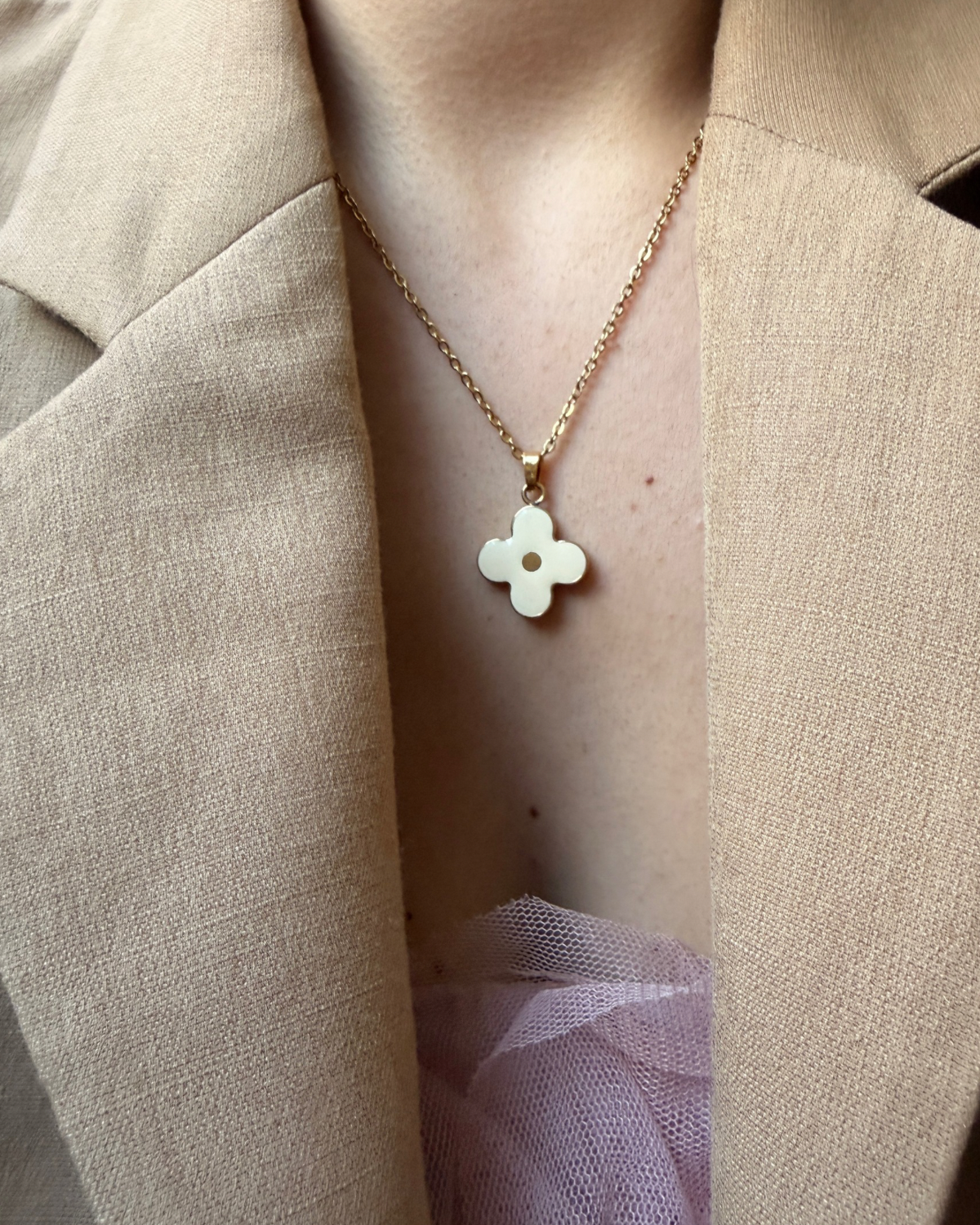 Authentic Louis Vuitton White Pendant- Reworked Necklace