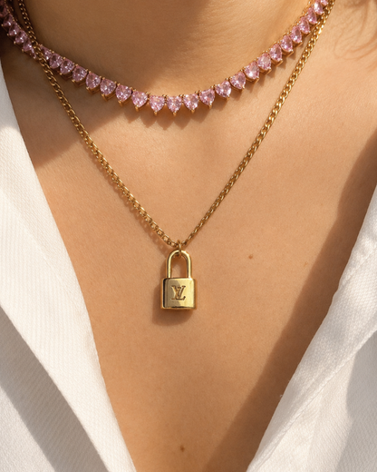 Authentic Louis Vuitton Pendant Lock- Reworked Necklace