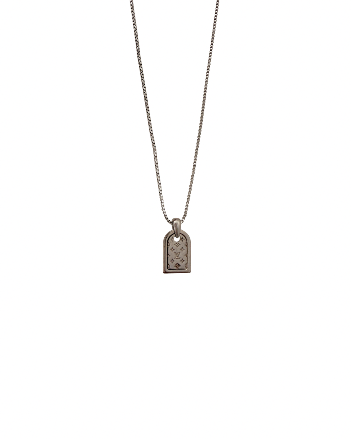 Authentic Louis Vuitton Silver Tag Nanogram Pendant- Reworked Necklace