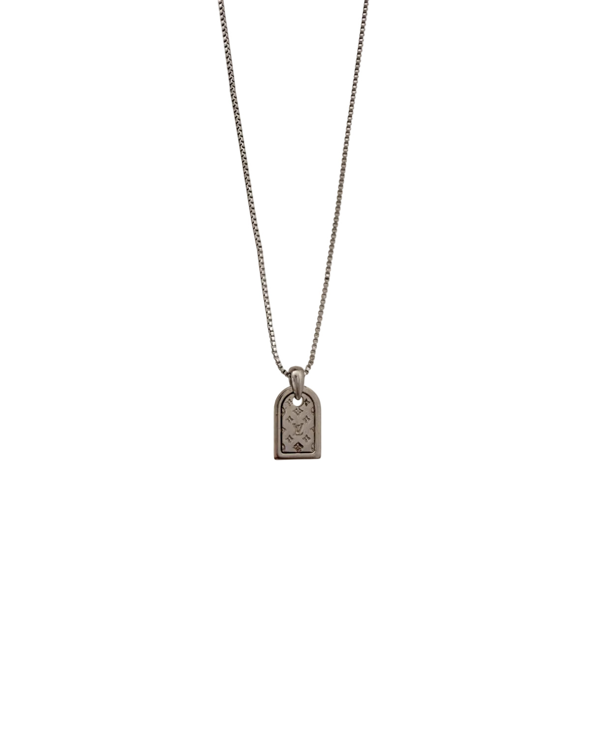 Authentic Louis Vuitton Silver Tag Nanogram Pendant- Reworked Necklace