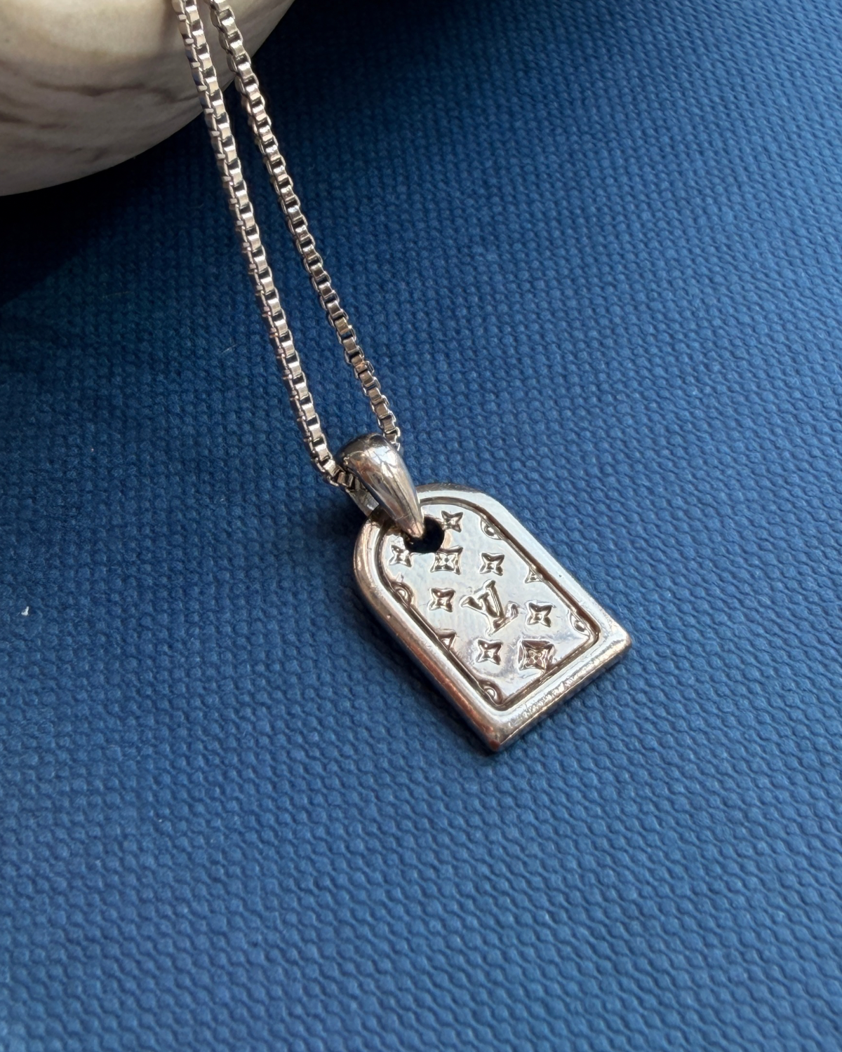 Authentic Louis Vuitton Silver Tag Nanogram Pendant- Reworked Necklace