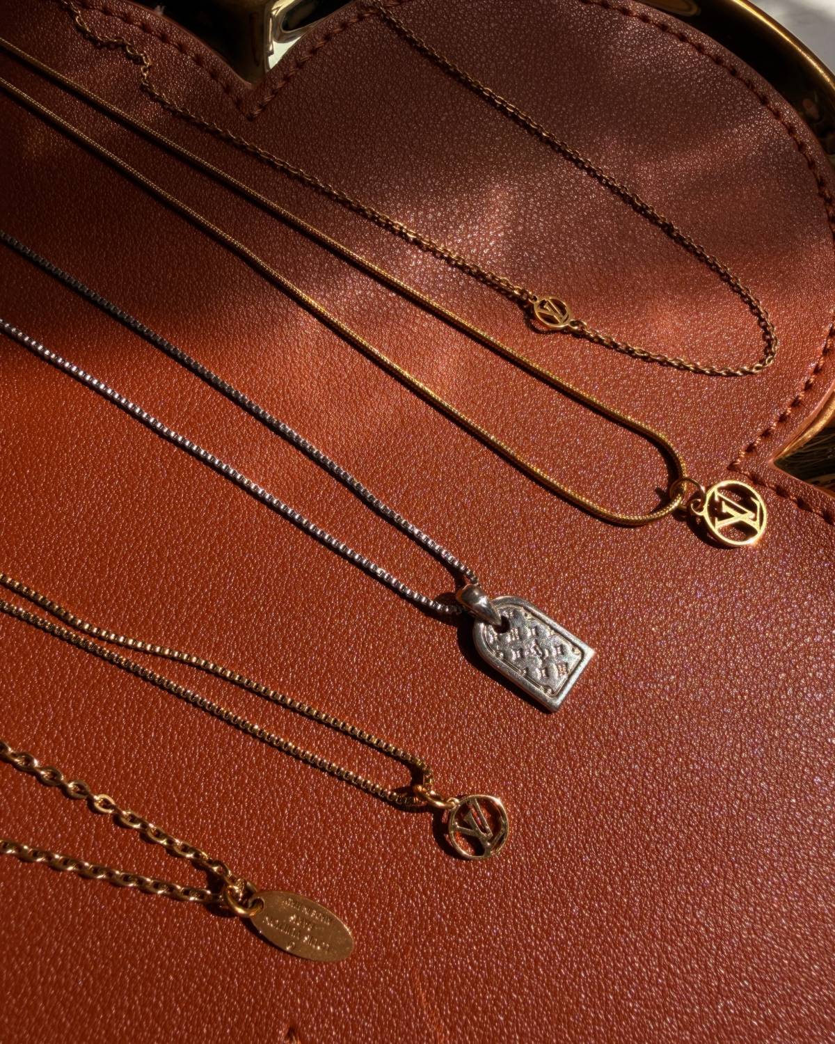 Authentic Louis Vuitton Silver Tag Nanogram Pendant- Reworked Necklace