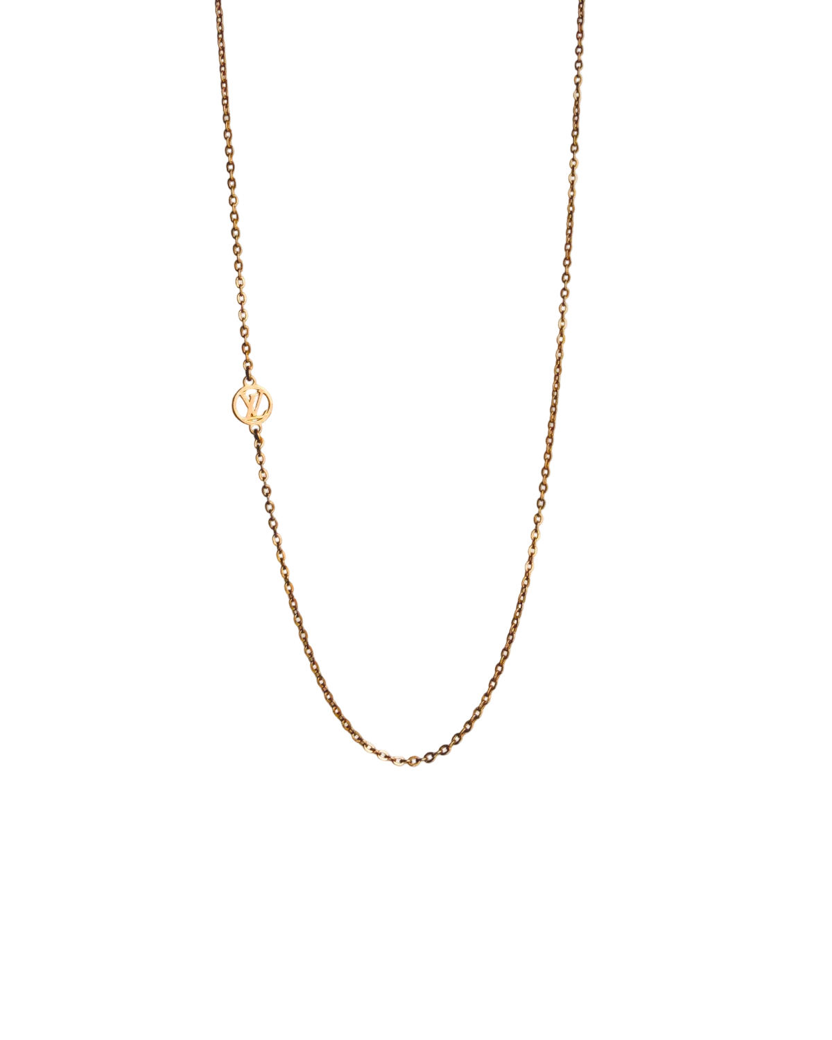 Authentic Louis Vuitton Nanogram Pendant- Reworked Assymetric Necklace