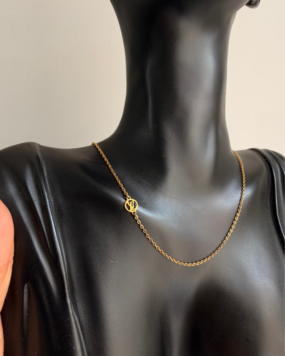 Authentic Louis Vuitton Nanogram Pendant- Reworked Assymetric Necklace