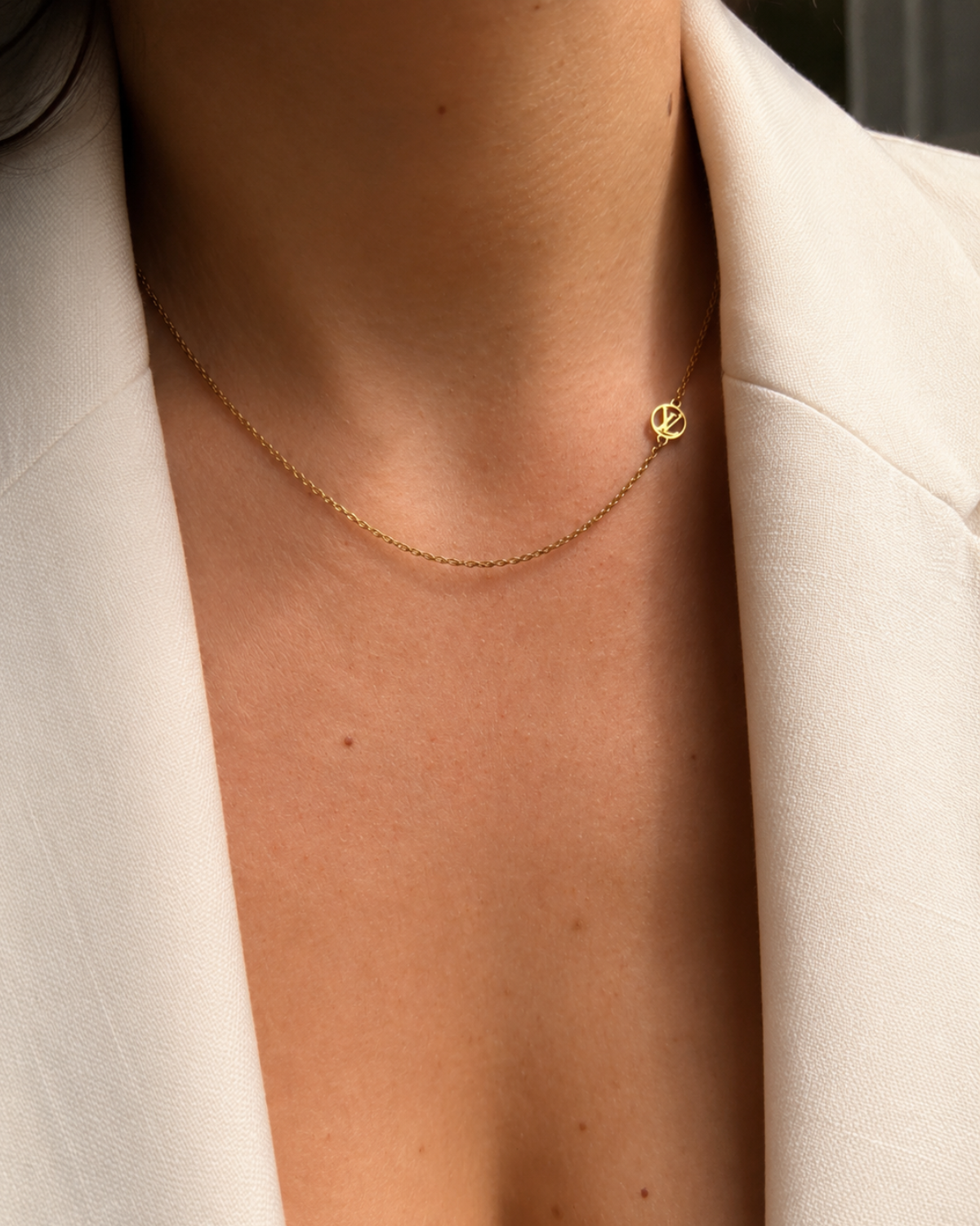 Authentic Louis Vuitton Nanogram Pendant- Reworked Assymetric Necklace