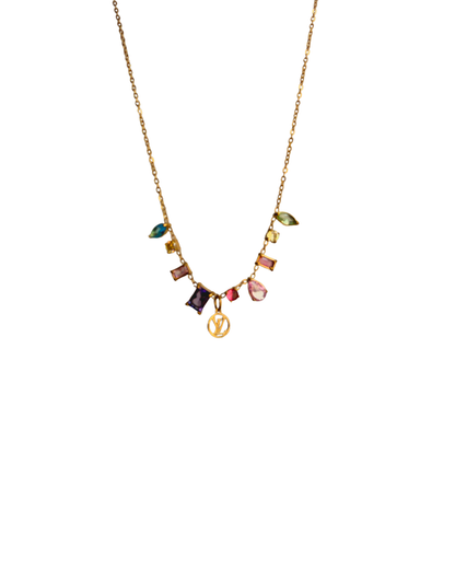 Authentic Louis Vuitton Logo Pendant- Reworked Stone Necklace