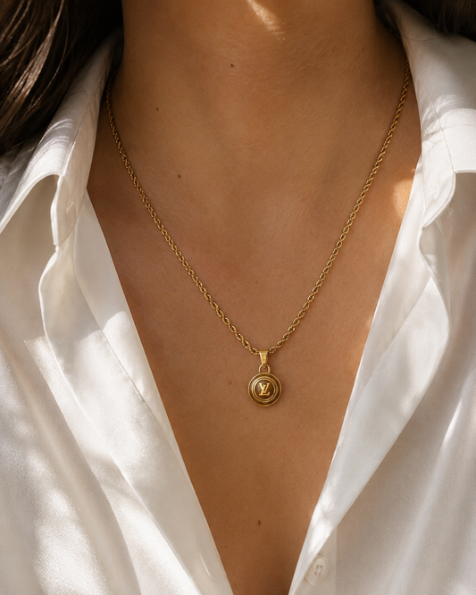 Authentic Louis Vuitton Logo Pastilles Pendant Necklace
