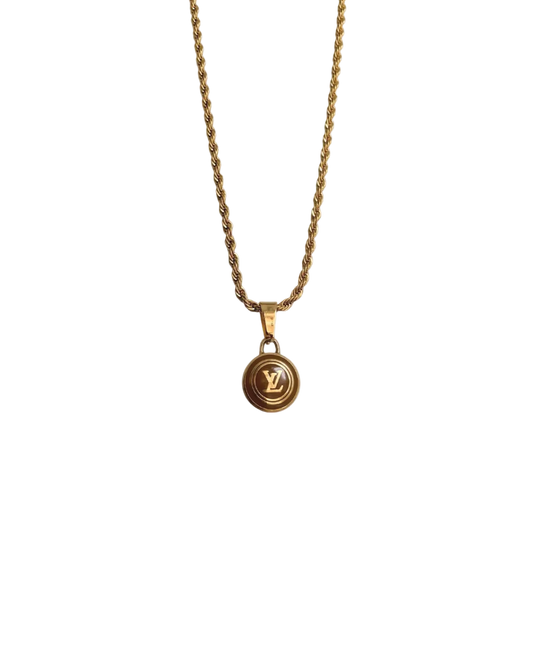 Authentic Louis Vuitton Logo Pastilles Pendant Necklace