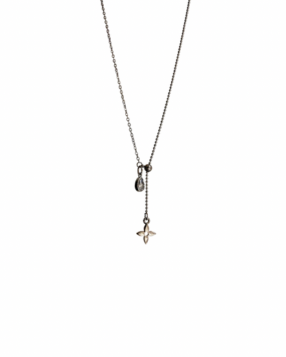 Authentic Louis Vuitton Monogram Flower Reworked Silver Necklace