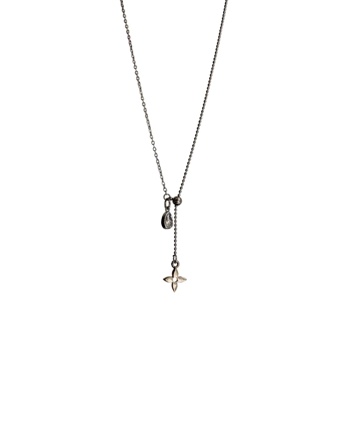 Authentic Louis Vuitton Monogram Flower Reworked Silver Necklace