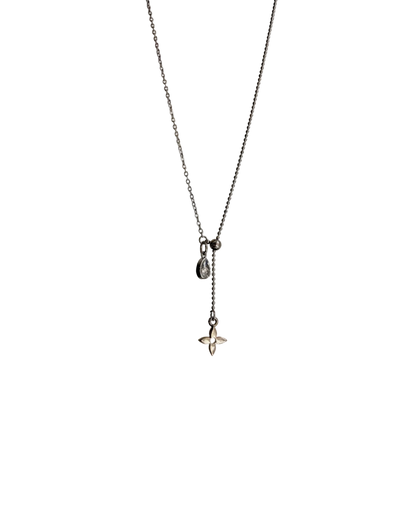 Authentic Louis Vuitton Monogram Flower Reworked Silver Necklace