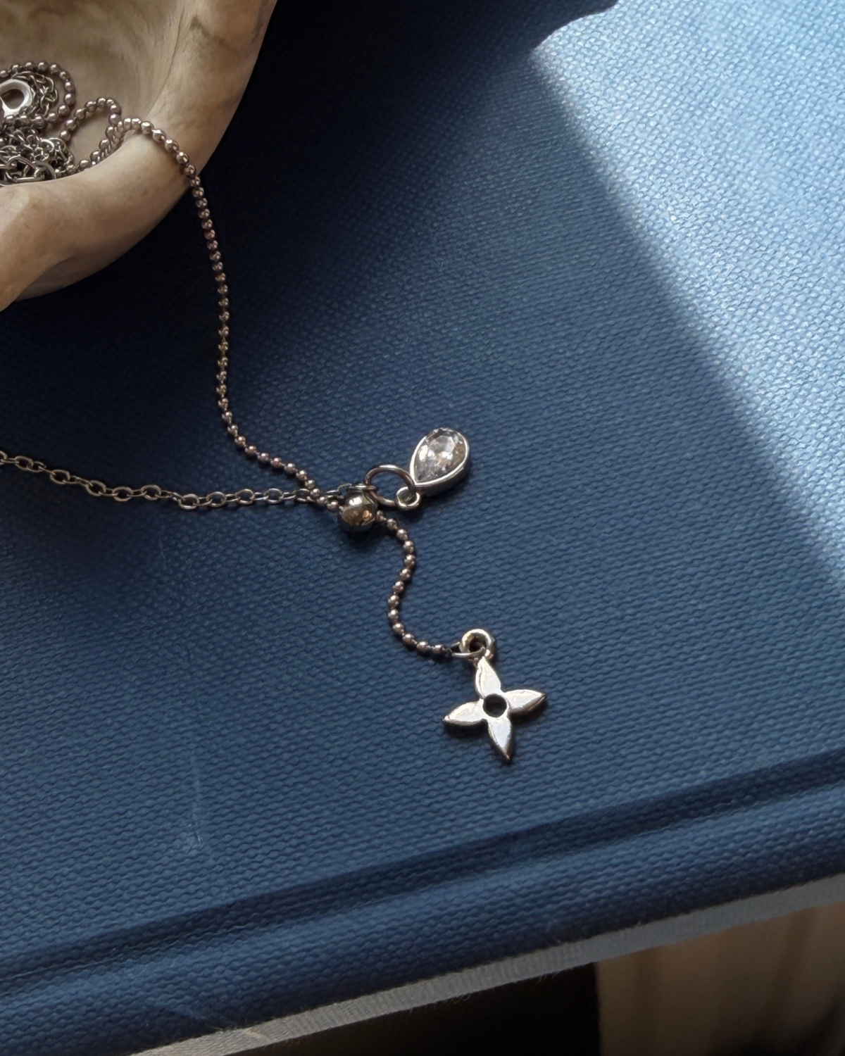 Authentic Louis Vuitton Monogram Flower Reworked Silver Necklace
