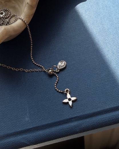 Authentic Louis Vuitton Monogram Flower Reworked Silver Necklace
