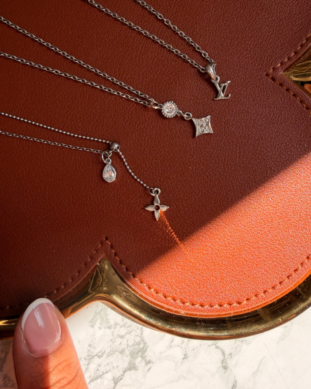 Authentic Louis Vuitton Monogram Flower Reworked Silver Necklace