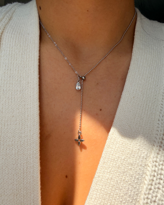 Authentic Louis Vuitton Monogram Flower Reworked Silver Necklace