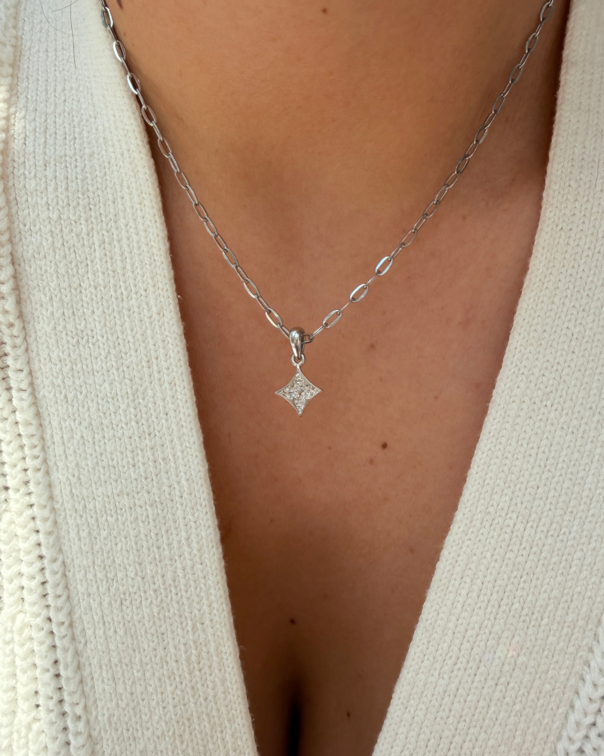 Authentic Louis Vuitton Monogram Flower Pendant - Reworked Silver Necklace