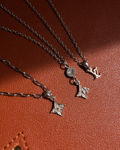 Authentic Louis Vuitton Monogram Flower Pendant - Reworked Silver Necklace