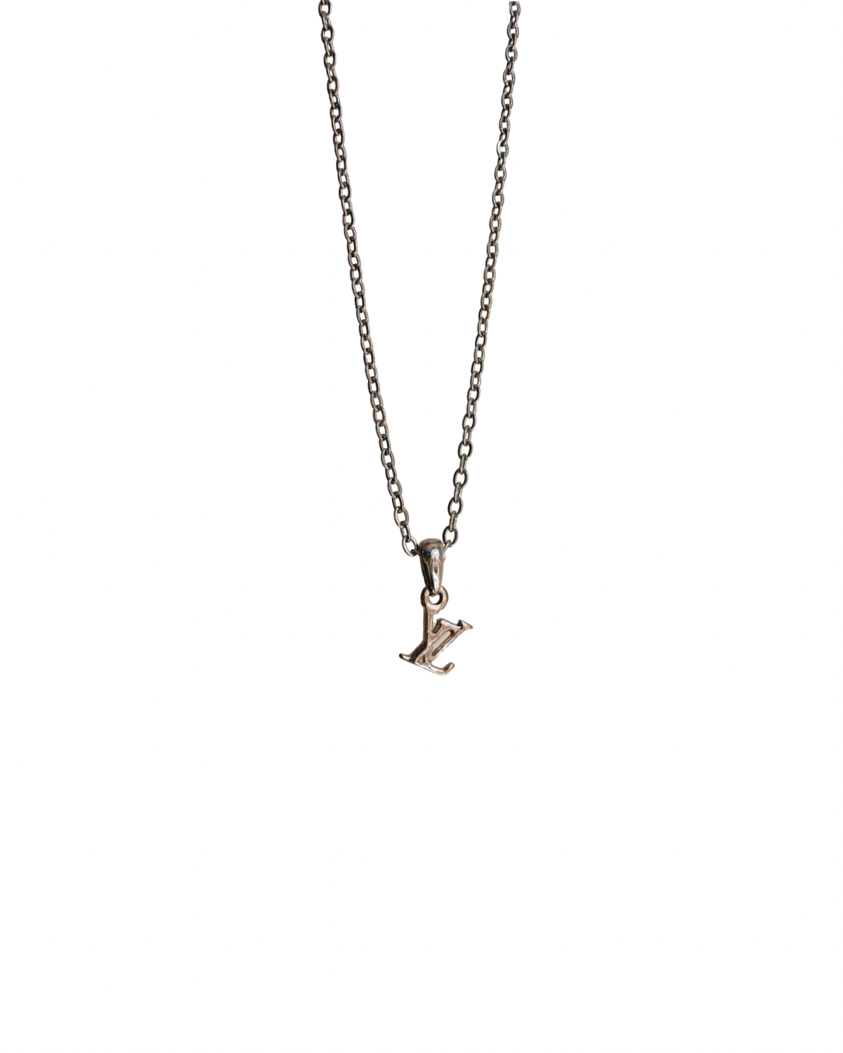 Authentic Louis Vuitton Initials Pendant - Reworked Silver Necklace