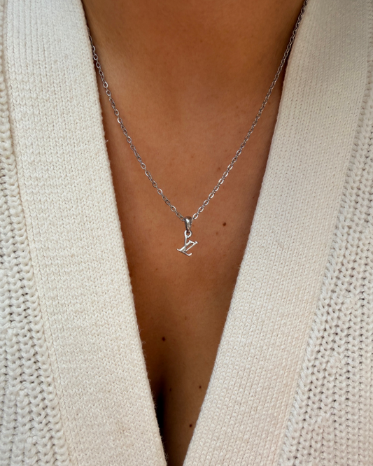 Authentic Louis Vuitton Initials Pendant - Reworked Silver Necklace