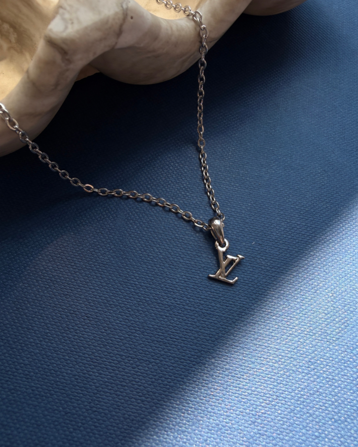 Authentic Louis Vuitton Initials Pendant - Reworked Silver Necklace