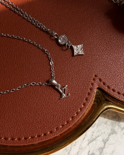 Authentic Louis Vuitton Initials Pendant - Reworked Silver Necklace