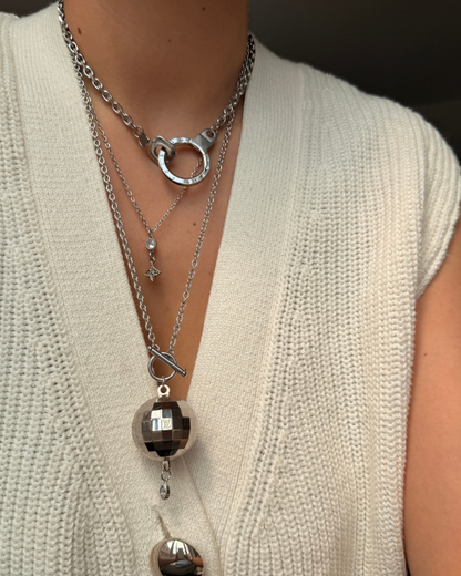 Authentic Louis Vuitton Disco Ball Pendant - Reworked Silver Necklace