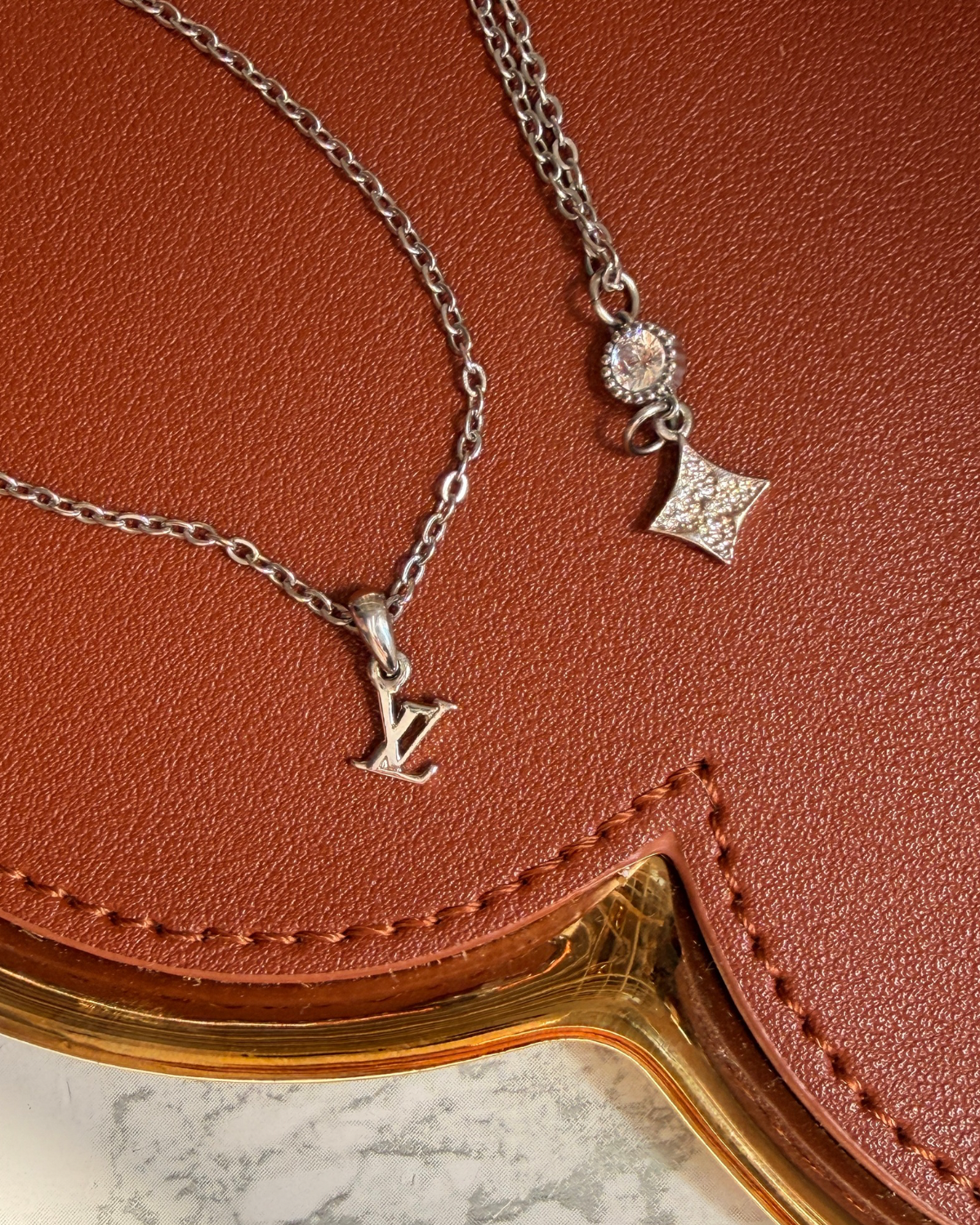 Authentic Louis Vuitton Monogram Flower Pendant - Reworked Silver Necklace