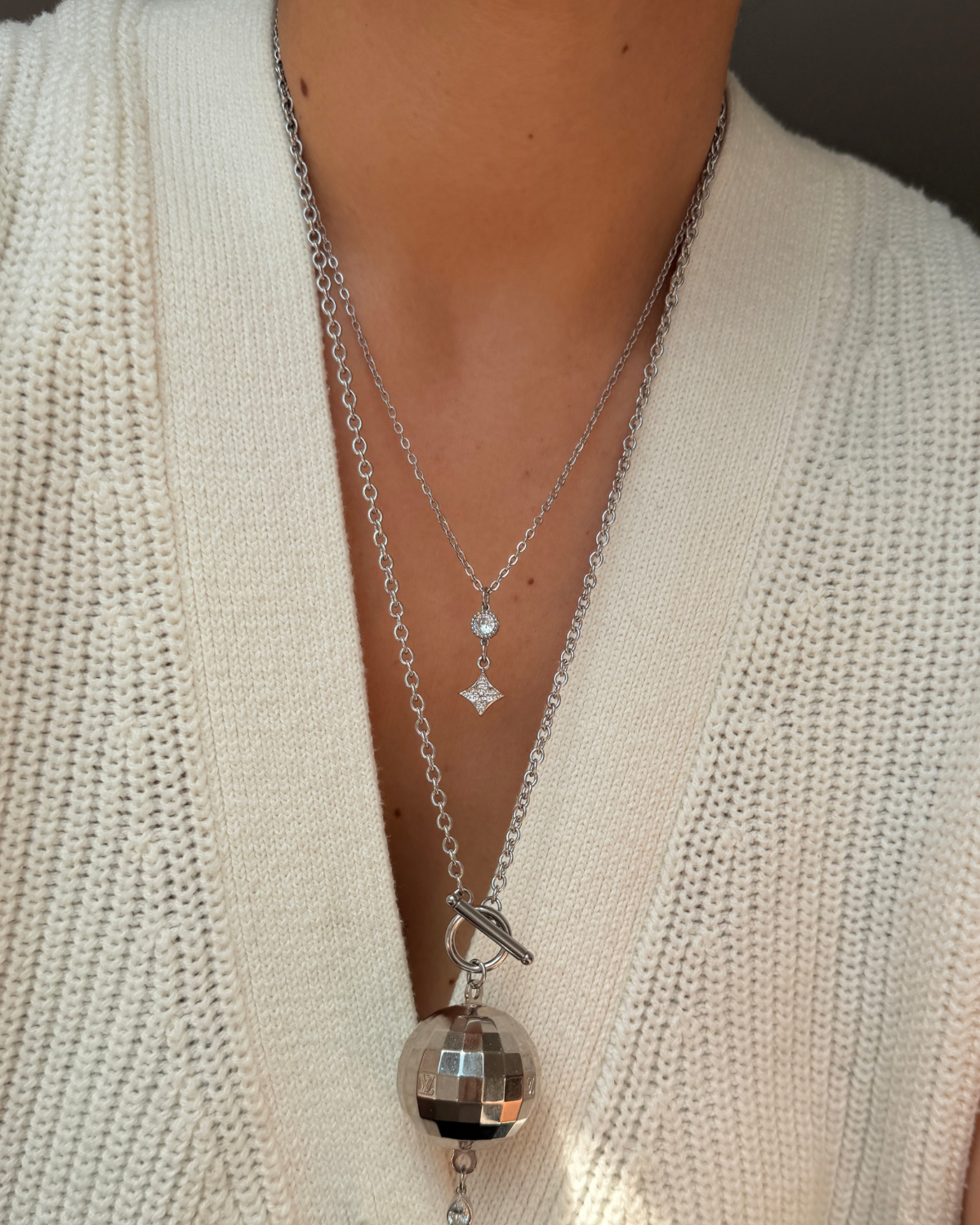 Authentic Louis Vuitton Monogram Flower Pendant - Reworked Silver Necklace