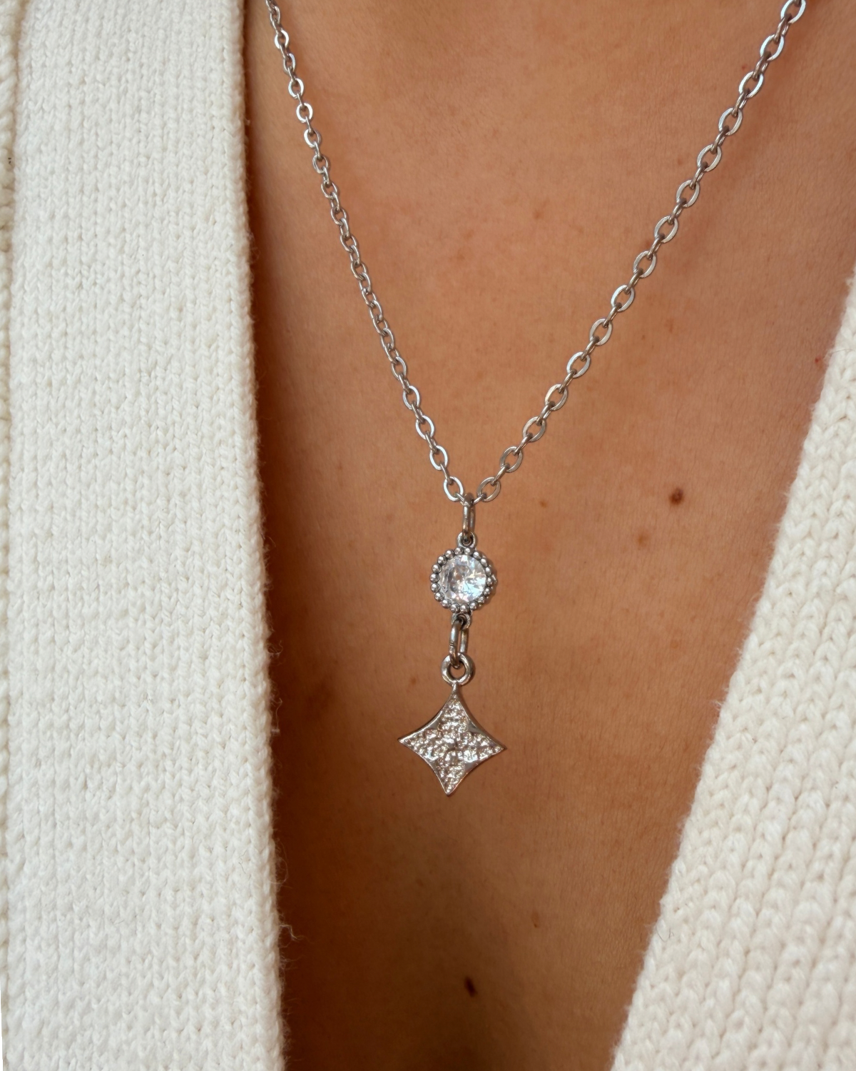 Authentic Louis Vuitton Monogram Flower Pendant - Reworked Silver Necklace