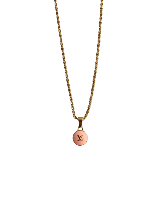Authentic Louis Vuitton Logo Peach Pendant- Necklace