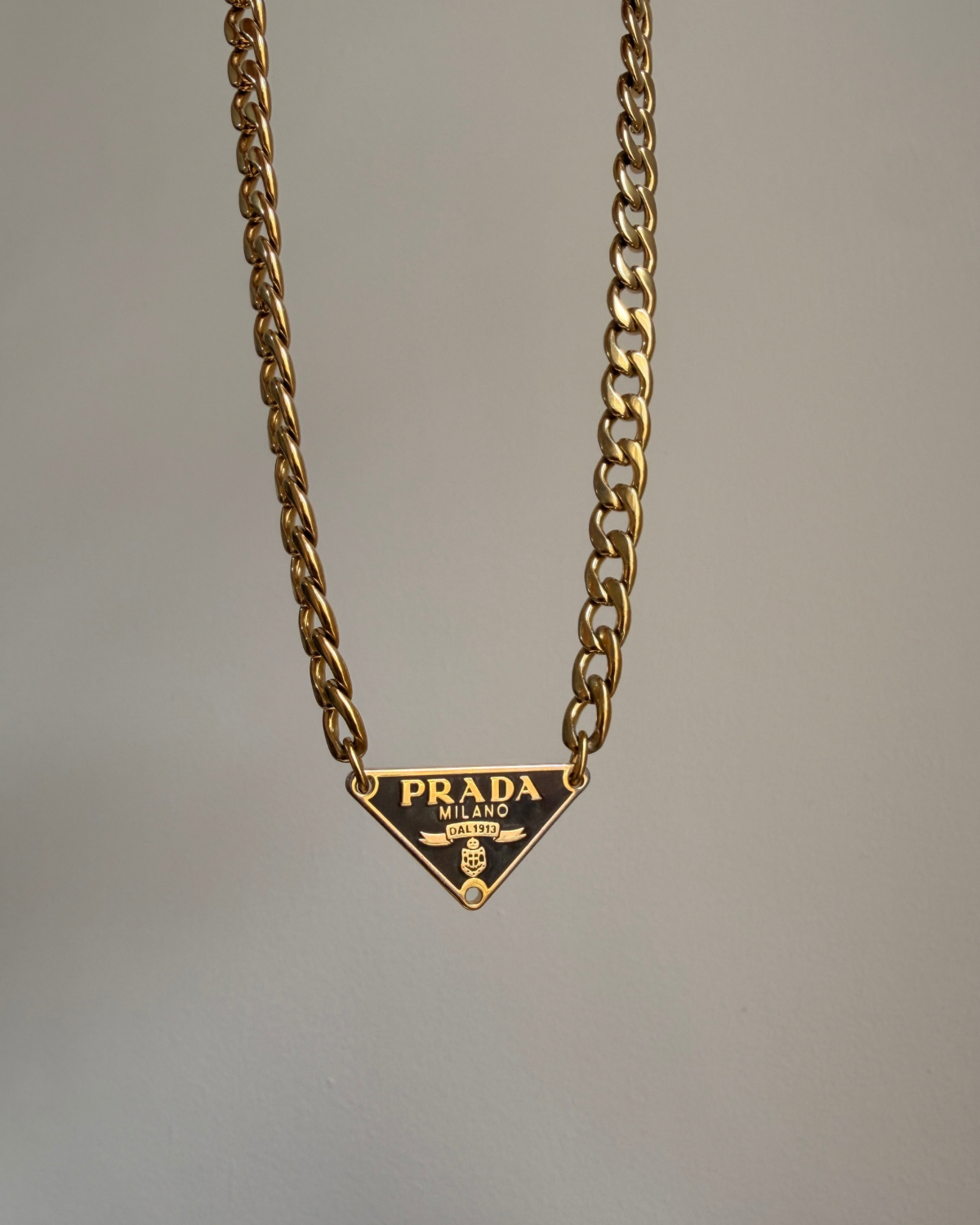 Authentic Prada Plaque Black Tag - Repurposed Necklace
