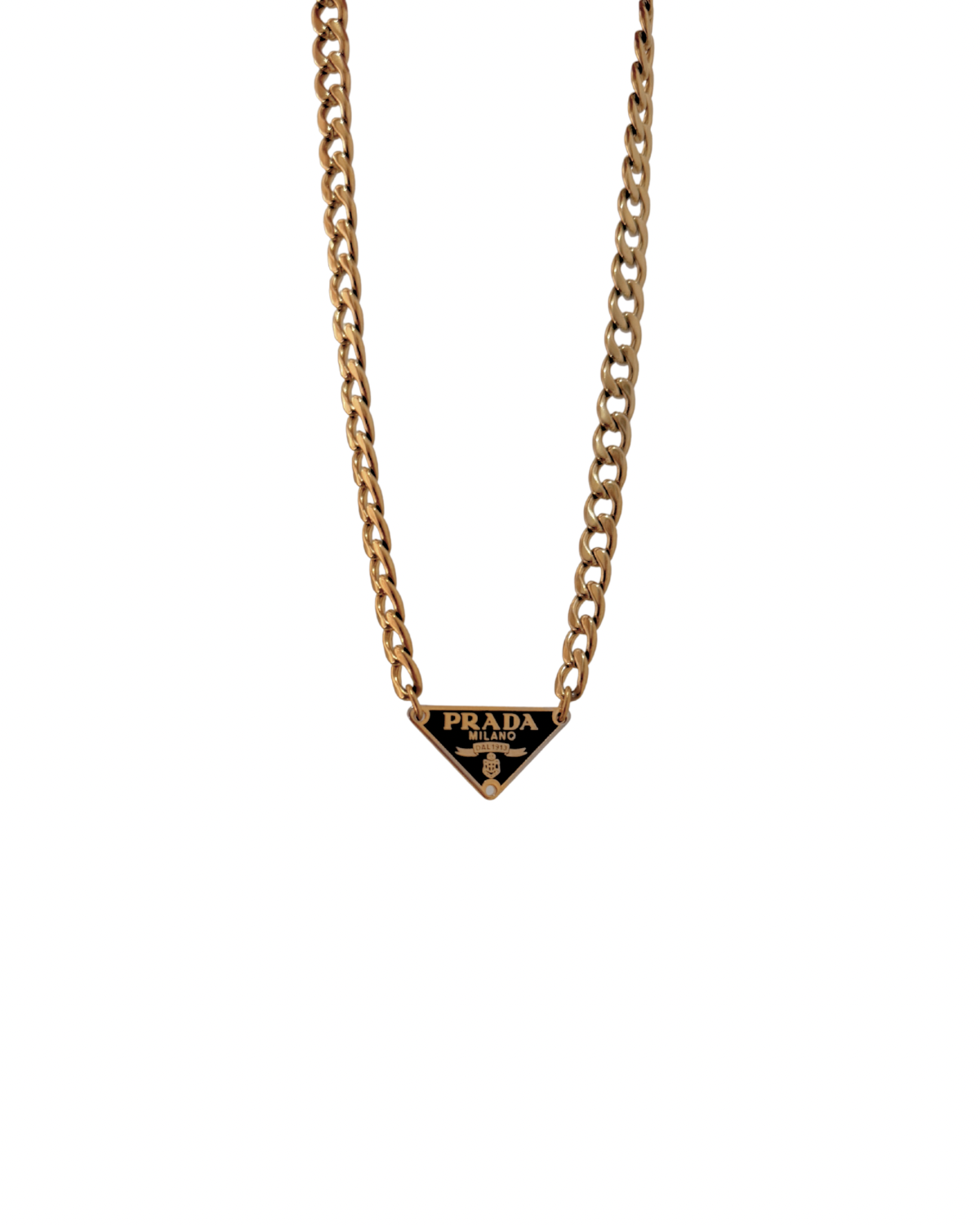 Authentic Prada Plaque Black Tag - Repurposed Necklace