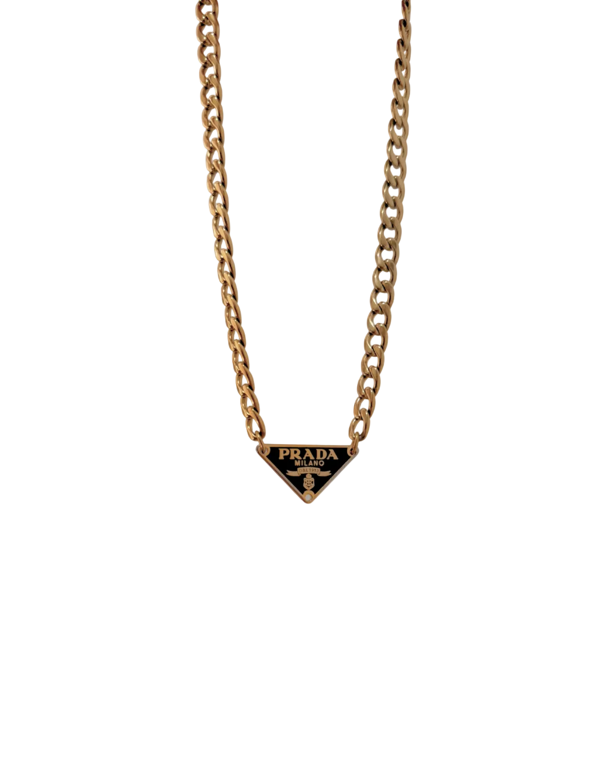 Authentic Prada Plaque Black Tag - Repurposed Necklace