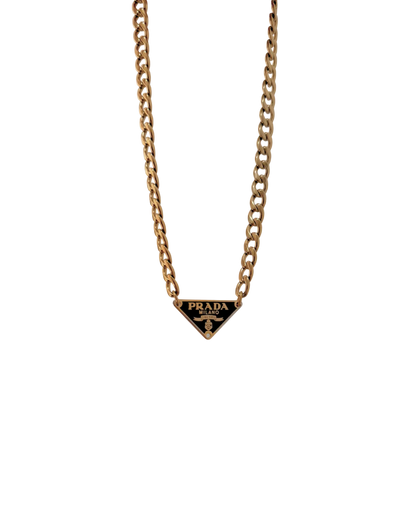 Authentic Prada Plaque Black Tag - Repurposed Necklace