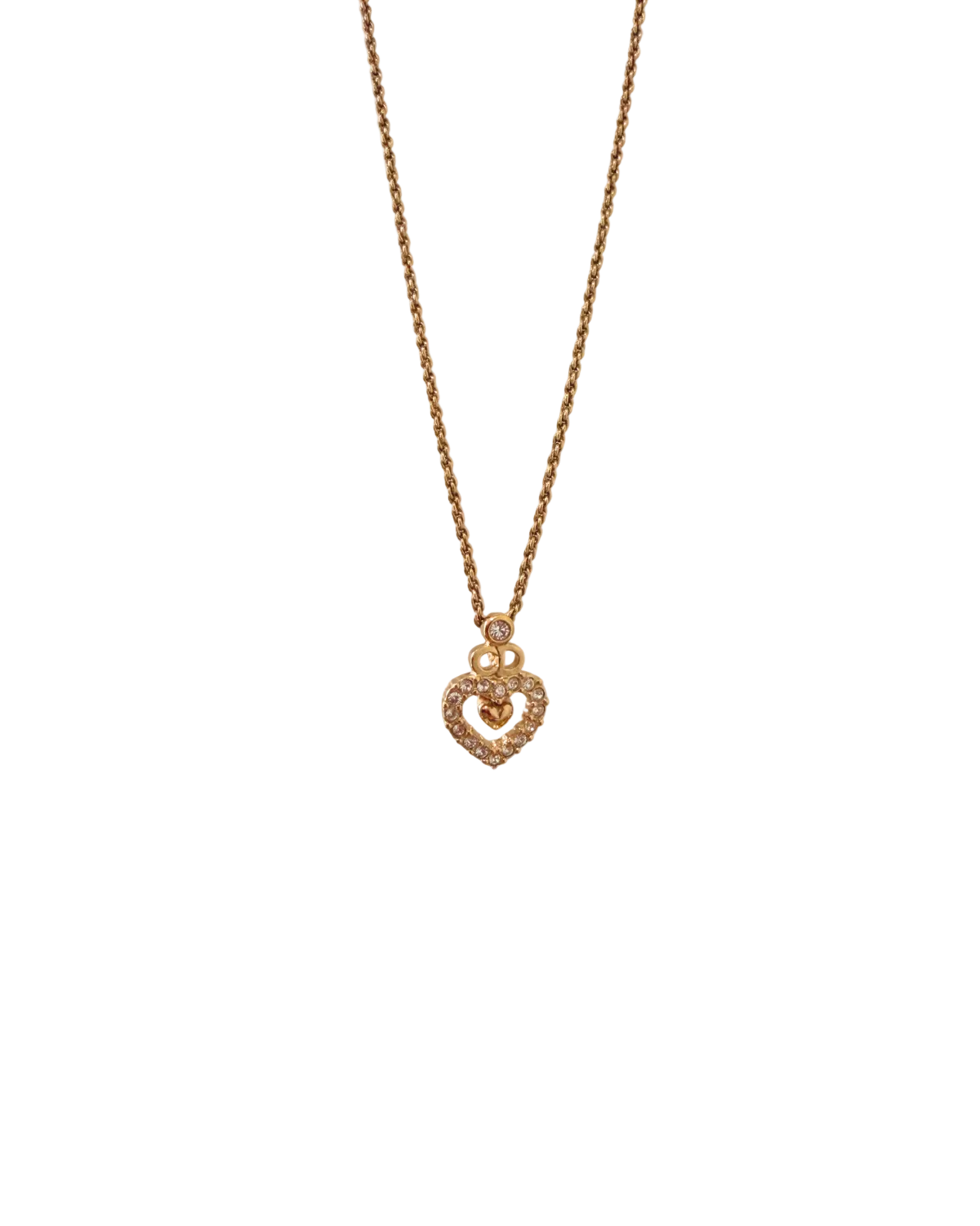 Authentic Dior Crystal Heart Necklace
